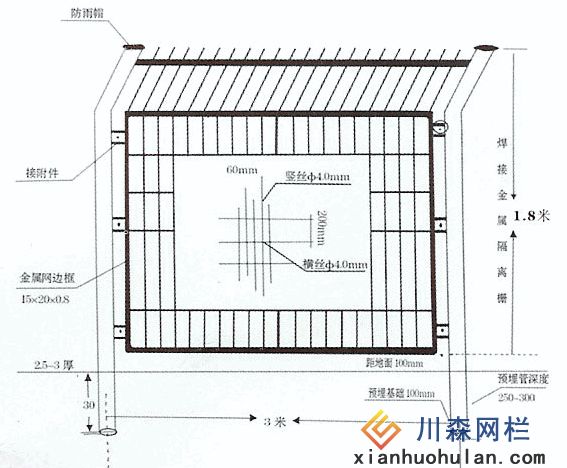 焊接金屬護(hù)欄網(wǎng)主要參數(shù)圖紙